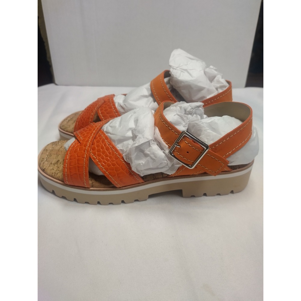 Donald Pliner HPPYPER94 Orange Croc Embossed Platform Sandals Mens 8.5M